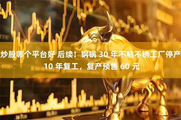 炒股哪个平台好 后续！钢锅 30 年不粘不锈工厂停产 10 年复工，复产预售 60 元